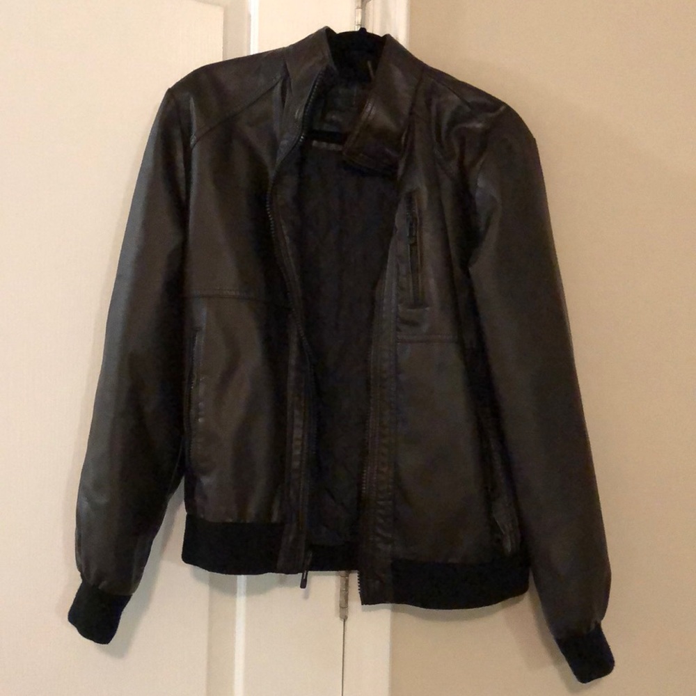 Calvin Klein faux leather bomber jacket